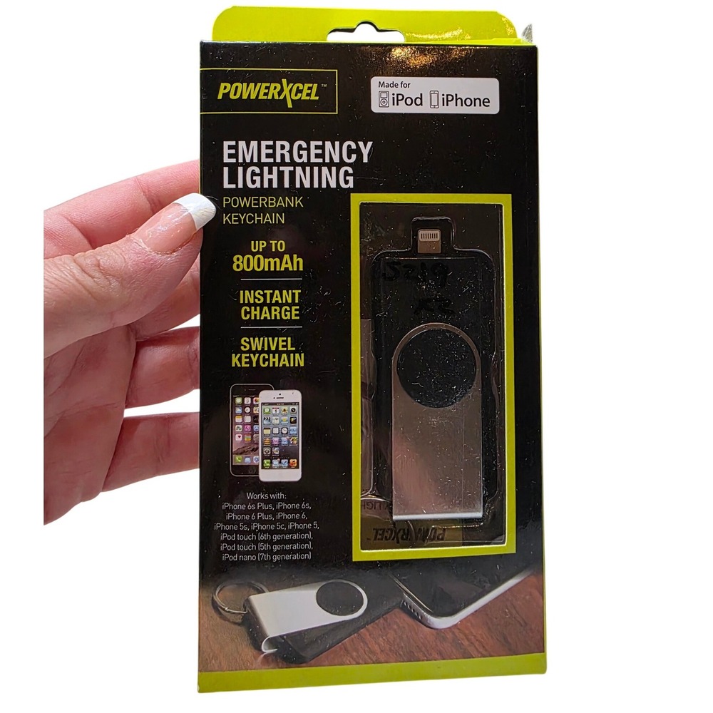 PowerXcel Emergency Lightning‎ Powerbank Keychain 800mAh MFI Apple iPhone iPod